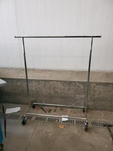 Heavy-Duty Chrome Rolling Garment Rack, Single-Bar, Adjustable Height, 60"W x 65"H, Swivel Casters (sp-16)