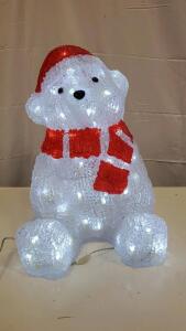 18.5" Lighted Acrylic Polar Bear Decoration with 200 White LEDs, Indoor/Outdoor Use