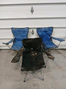 MAC Sports Folding Camping Chairs &ndash; Set of 3, Steel Frame, 600D Fabric, 225 lb Capacity<br/><br/>(Sp-18)