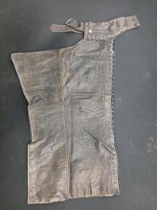 Harley-Davidson Leather Motorcycle Chap Large Black, Studded, Adjustable Belt, Single Leg Panel(Sp-16)