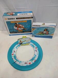 Inflatable Pool Tubes and Aqua Flinger Set &ndash; Solstice Superchill 46", Poolmaster Glitter Tiara 43", Toysmith 16"<br/><br/>(Sp-12)