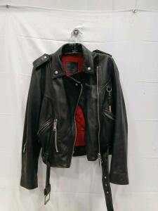 ALLSAINTS Milo Men's Black Leather Biker Jacket, UK/US 38 / EU 48(Sp-16)