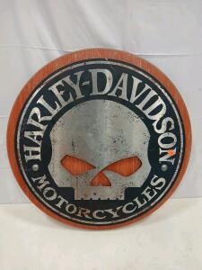 Harley-Davidson Willie G Skull 20" Round Metal & Wood Wall Sign &ndash; Official Licensed, USA Made(Sp-6)