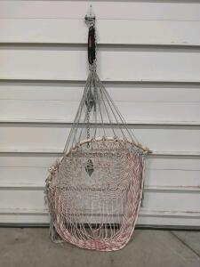 Rope Hammock Swing Chair, Wood Frame, 265 lb Capacity, Mount Kit, Indoor/Outdoor(Sp-18)