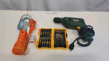 Black & Decker Quantum Corded Drill with DeWalt MAXFIT 30-Piece Bit Set and Work Light