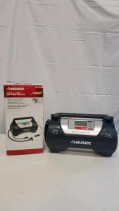 Husky 12/120V Digital Inflator, 120 PSI, Auto Shut-Off, Dual Power, Accessories Included