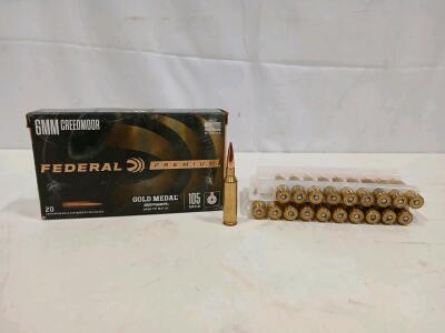 Federal Premium Gold Medal Berger 6mm Creedmoor 105gr OTM Brass Ammo, 20 Rounds