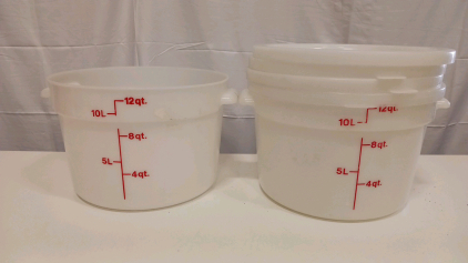12-Quart Round Food Storage Containers with Lids, White/Translucent, Set of 2