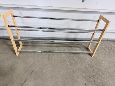 Expandable 4-Tier Wood & Chrome Shoe Rack, Adjustable Width 24"-44", Holds up to 18 Pairs