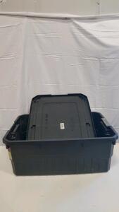 4Patriots Heavy-Duty Black Storage Tote with Lid, 25.75" x 18.37" x 7.13"