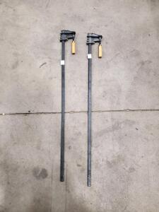 Pair of Heavy-Duty 36-Inch Steel Bar Clamps with Wooden Handles