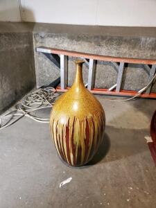 Large Ceramic Floor Vase with Multi-Tone Drip Glaze, 28" Tall, 14" Diameter