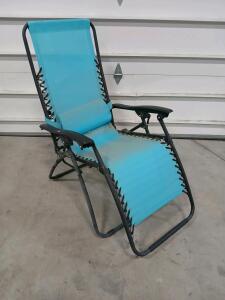 Zero Gravity Outdoor Reclining Lounge Chair, Light Blue, Powder-Coated Steel Frame, Foldable, Headrest(Sp-5)