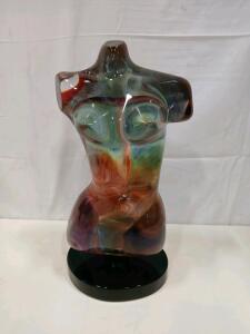 Dino Rosin Murano Glass Female Torso Sculpture &ndash; 13" Tall, Multicolor Swirl