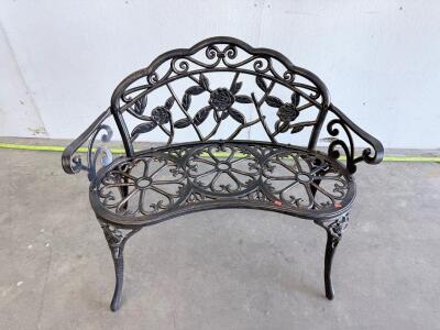 Cast Aluminum Outdoor Garden Bench with Floral Design, 39.5" L x 21.25" W x 30.75" H