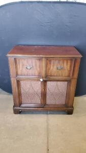 Victrola Console Stereo System &ndash; Record Player & AM/FM Radio, Classic Wood Cabinet, 1950s-60s