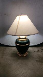 Black and Gold Table Lamp, Traditional Style, Fabric Shade, 27" Height, 100W Max, E26 Socket