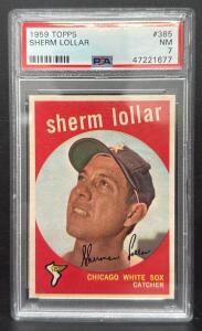 1959 Topps #385 Sherm Lollar Baseball Card PSA 7 NM Chicago White Sox Catcher w/ Stats