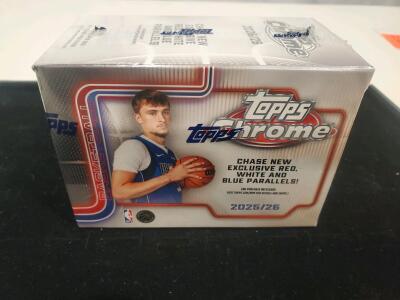 2025/26 Topps Chrome Basketball Blaster Box &ndash; 7 Packs, 28 Cards, Exclusive Red, White, and Blue Parallels Sealed