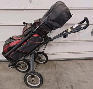 Left Hand Tour Edge Iron Set, PING G20 Driver, Trail Mate Cart, Golf Bag & Nike Golf Shoes sz 12, 14-Club Men's Left Hand