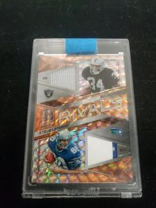 2018 Panini Spectra Rivals Prizm Bo Jackson Steve Largent Dual Patch Card #7, 4/5, Raiders Seahawks