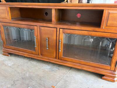 Legends Furniture Wood Media Console TV Stand, approximately 70"x19&rdquo;x32&rdquo;, Glass Doors, Cable Management