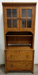 Furniture of America Seven Oaks Hutch & Buffet, Weathered Oak Finish, 71" W x 23" D x 53" H Comes With a Key For The Locking Drawer