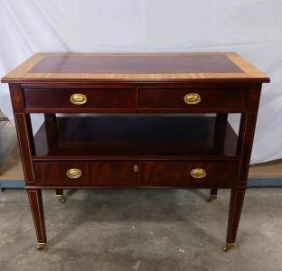Hickory White American Masterpiece Collection Sideboard Console, Inlaid Top, Brass Pulls, 3 Drawers