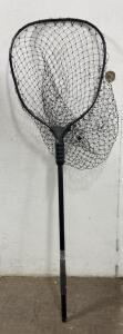 Large Aluminum Fishing Landing Net, Fixed Handle, Black, 55" Total Length, Net Tear