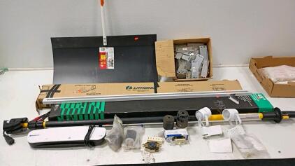 Lithonia 48" Fluorescent Task Light, Spotlights, Spray Shield, Connector Plates, Hardware Lot