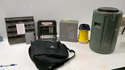 PowerTank Portable Power Station, Dual DC Outputs, Built-in Light, Battery Checker, Carry Handle