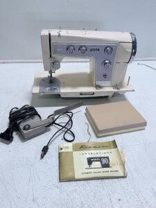 Kenmore Model 90 Zig-Zag Sewing Machine, All-Metal, With Case, Foot Pedal, Manual, 1960s Japan