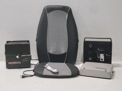 (1) Kodaka Instamatic M65A Movie Projector, (1) Kodak Automatic 8 Projector, & (1) Shiatsu Chair Massager