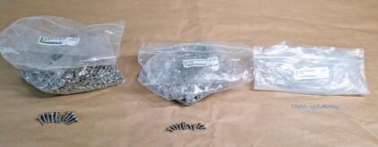 (1) 100+ Count Bag Of 10-32 x 5/8" Stainless Steel Phillips Round Head Machine Screws, (1) 100+ Count Bag Of 10-32 x 3/16" Stainless Steel Phillips Flat Head Machine Screws & (1) 100+ Count Bag Of 10/M5 Lock Washers