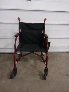 Drive Medical Fly Lite Ultra Lightweight Transport Wheelchair, Burgundy, 19" Seat