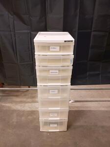 IRIS USA Mini Chest 6-Drawer Plastic Storage Unit with Casters, White