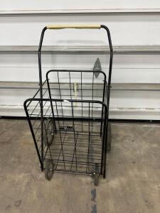 Easy Wheels Folding Shopping Cart, Black Metal, 4 Wheels, 70 lb Capacity, Foam Handle