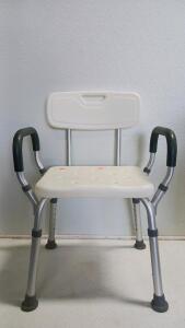 Shower Chair with Adjustable Height, Padded Removable Arms, and 300 lb Capacity
