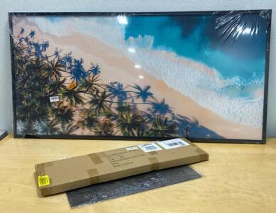 Black Aluminum Frame Flat White Board, 31.5"x8.5", Melamine Surface, Wall Mount, GEG2, Serial / FSHY2503009296 - Ocean Print 58&rdquo;x29&rdquo;