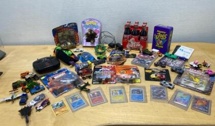 Mixed Lot Diecast NASCAR Cars, Pok&eacute;mon Trading Cards, Vintage Coca-Cola Bottles, Toys/Marvel