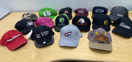 Mixed Lot 15 Baseball Caps & Snapback Hats &ndash; Branded, Novelty, Adjustable, Adult Size