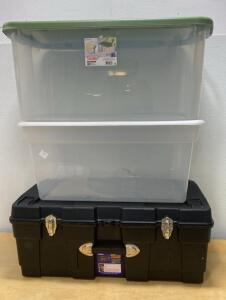 Contico Deluxe Trunk Locker &ndash; 32" x 17" x 12.25", 23.5 Gal Capacity, Heavy-Duty Plastic and (2) Clear Plastic Bins