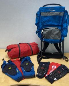 Camp Trails External Frame Hiking Backpack Blue & 4 G-Form Protective Pads for Action Sports