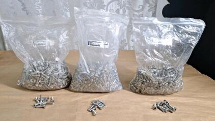 (1) 100+ Count Bag Of 1/4-20 X 1 Stainless Steel Hex Flat Head Machine Screws, (1) 100+ Count Bag Of 1/4-20 x 3/4 Stainless Steel Hex Round Head Machine Screws & (1) 100+ Count Bag Of 1/4-20 x 1 Stainless Steel Phillips Round Head Machine Screws