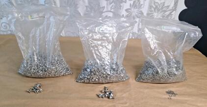 (1) 100+ Count Bag Of M5 x 10 Stainless Steel Phillips Round Head Machine Screws, (1) 100+ Count Bag Of M6 x 12 Stainless Steel Hex Flat Round Head Machine Screws & (1) 100+ Count Bag Of M6 External Tooth Lock Washers
