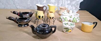 (1) Ceramic Teapot & Assorted Creamer & Sugar Bowls