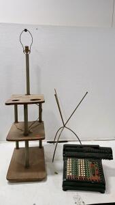 Mid-Century Modern Tiered Floor Lamp Table with Integrated Shelves and Cut-Outs, 1940s-1950s, 60"