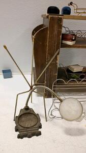 Large Vintage Jewelry Store Display Lot: Wooden Shelf, Metal Racks, Boxes, Pads, Glassware