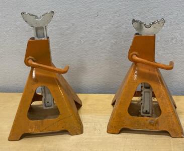 6 Ton Heavy Duty Steel Jack Stands, Model P38847, Adjustable Height, Pair, Orange