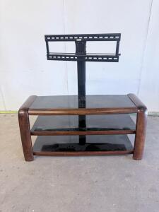 TV Stand with Mount, Supports up to 65" TVs, Wood and Glass Construction